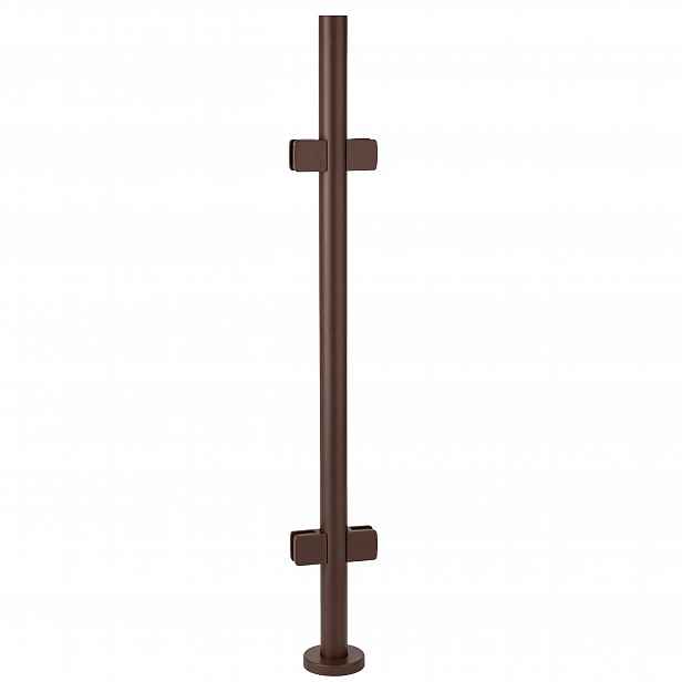 Průchozí sloupek 110 cm pro skleněné zábradlí 42 mm Hnědý Loft
