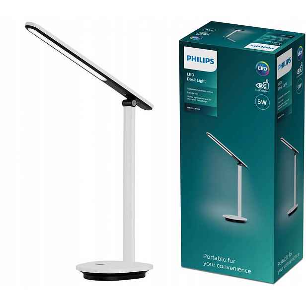 Školní stolní lampa Noční Led 5W Cct Stmívatelná Usb Bílá Philips