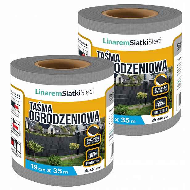 Stínící Panelové Pásy Šedá 19 cm x 35 m Kryt Na Oplocení Uv Sada 2 ks