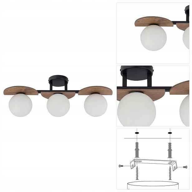 Stropní svítidlo Mirror černé 3 bodové zdroje do obývacího pokoje Sigma Lighting