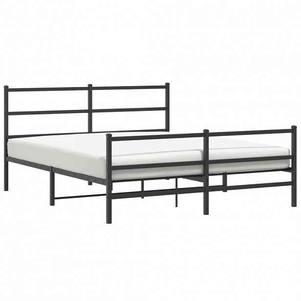 vidaXL Kovový rám postele s hlavovým a nožním čelem černý 160 x 200 cm