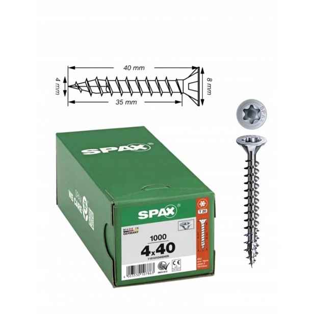 Univerzální vrut do dřeva spax 4 x 40 Wirox Tx 1000 ks