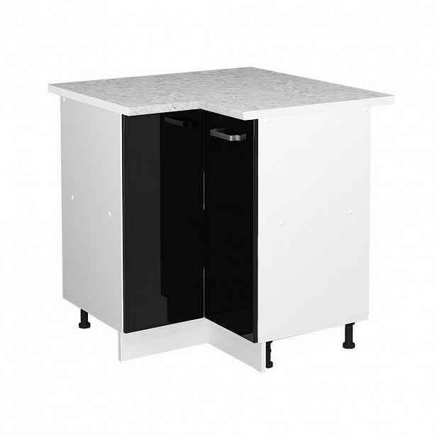 Vicco UNIVERZÁLNÍ ROHOVÁ SKŘÍŇ R-Line Černý vysoký lesk 75.6 cm s dvířky, s pracovní deskou