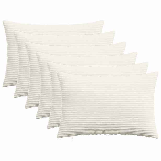 vidaXL Povlak na polštář 6 pcs HEERLEN Krémová 50 x 75 cm manšestr