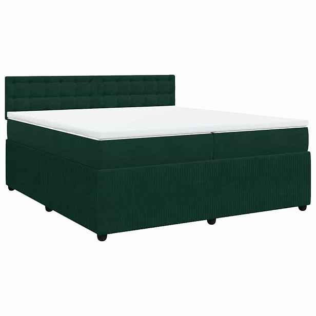 vidaXL Box spring postel s matrací tmavě zelená 200x200 cm samet