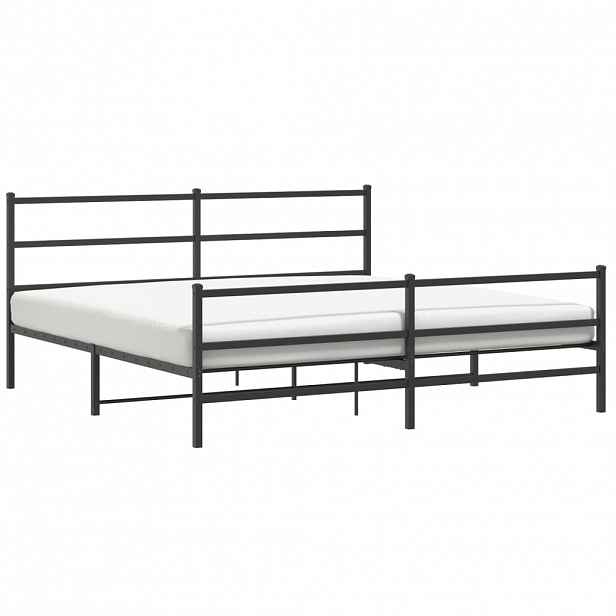 vidaXL Kovový rám postele s hlavovým a nožním čelem černý 183 x 213 cm
