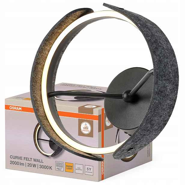 Nástěnná Led lampa 20W 530lm 3000K Filcová nástěnná šedá Osram