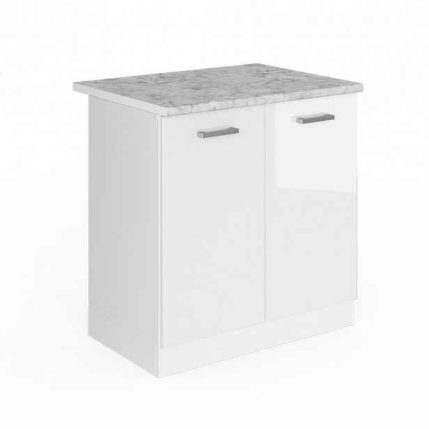 Vicco ZÁKLADNÍ JEDNOTKA PRO DŘEZ R-Line Bílá vysoký lesk 80 cm s dvířky, s pracovní deskou
