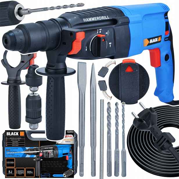Vrtací Kladivo Black Příklepové Kladivo Sds+ Bonus Přídavná Hlava