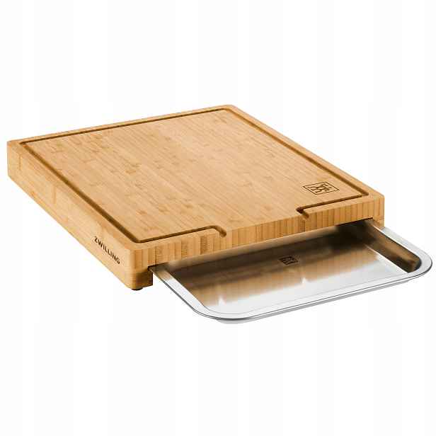Zwilling Bbq+ krájecí prkénko 39 x 30 cm bambus s ocelovou zásuvkou