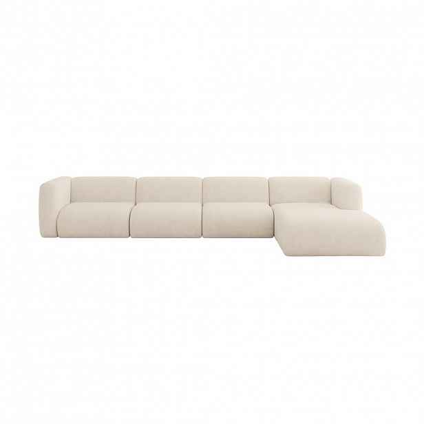 ALTDECOR ROHOVÁ SEDAČKA S PRAVOU OTOMANOU MIRA-L3 409x179x70 Béžová Velur
