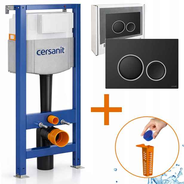 Cersanit Mechanický rám Aqua 50 Set Tlačítko černá matná chrom Luna