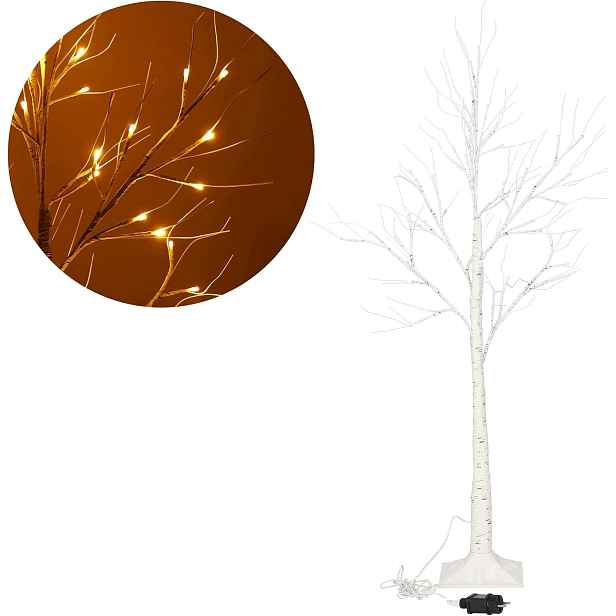 Ozdobná vánoční Led bříza 150 cm, studená bílá