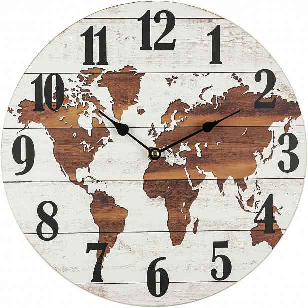 Nástěnné hodiny Mapa světa, 30 cm