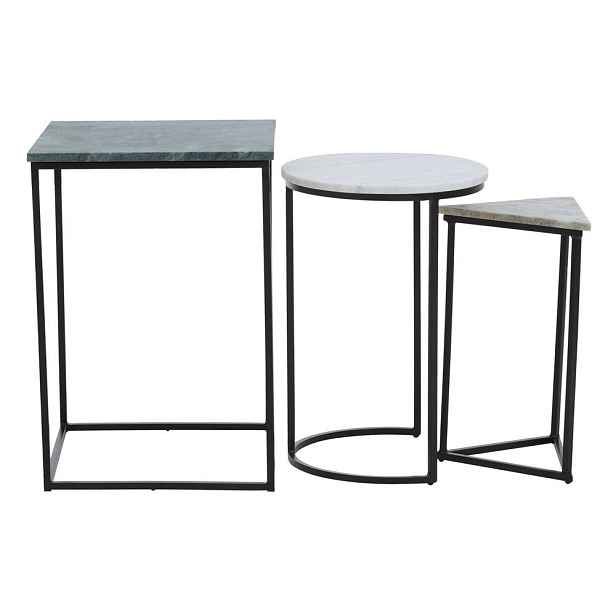 Odkládací stolky v sadě 3 ks s mramorovou deskou  40x40 cm Mandoli – Premier Housewares