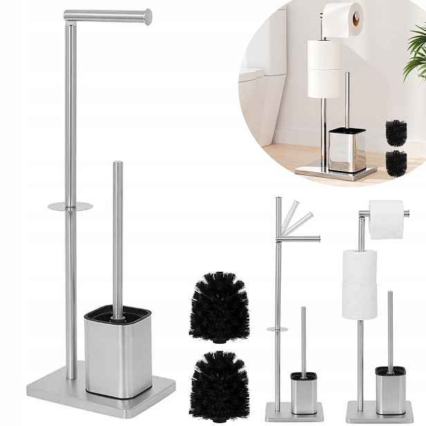 Stojan Na Toaletní Papír Stříbrný A Wc Kartáč Koupelnový Loft