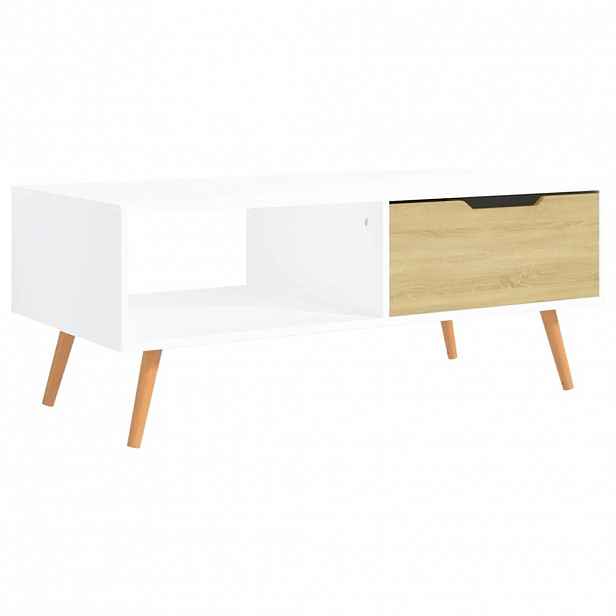 vidaXL Konferenční stolek bílý a dub sonoma 100x49,5x43 cm dřevotříska