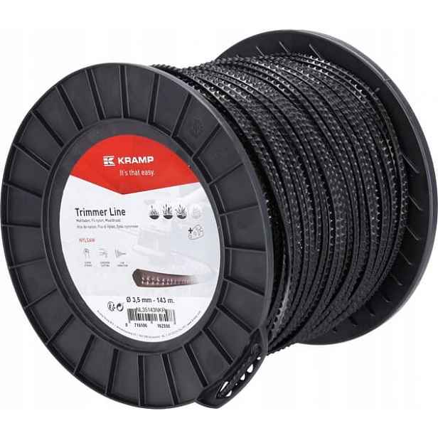 Žací struna Ø 3.5 mm 143 m čtvercová Nylsaw černá Kramp NL35143NKR
