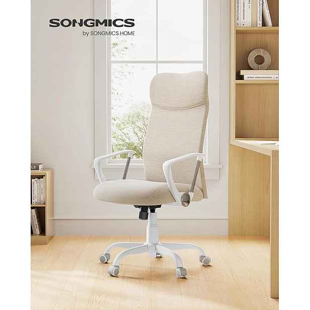 ergonomická kancelářská židle, robustní otočná židle Songmics béžová gamingová židle