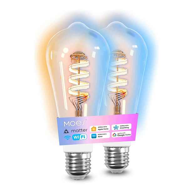 Led žárovky E27 Vintage Smart WiFi Rgb stmívatelné 2 ks Alexa Google Home