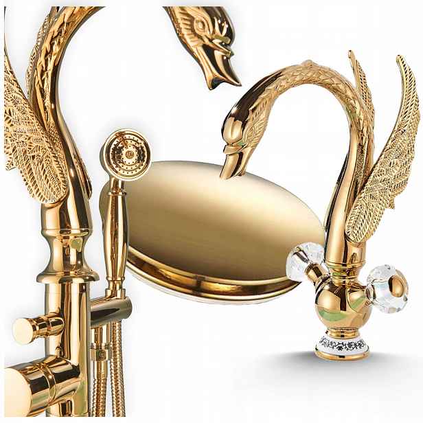 Podlahová vanová a sprchová baterie Gold Baterie do vany Koupelnový Set