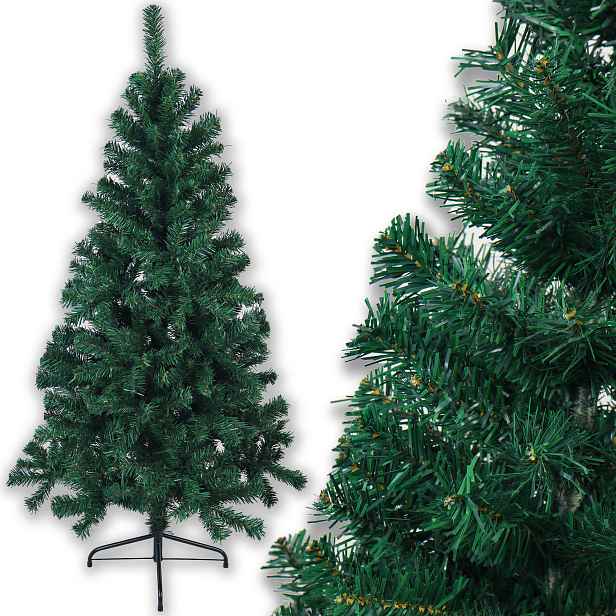 Umělý Vánoční Stromeček Jedle Kavkazská 150 CM Krásná Hustá S Stojanem Zelená
