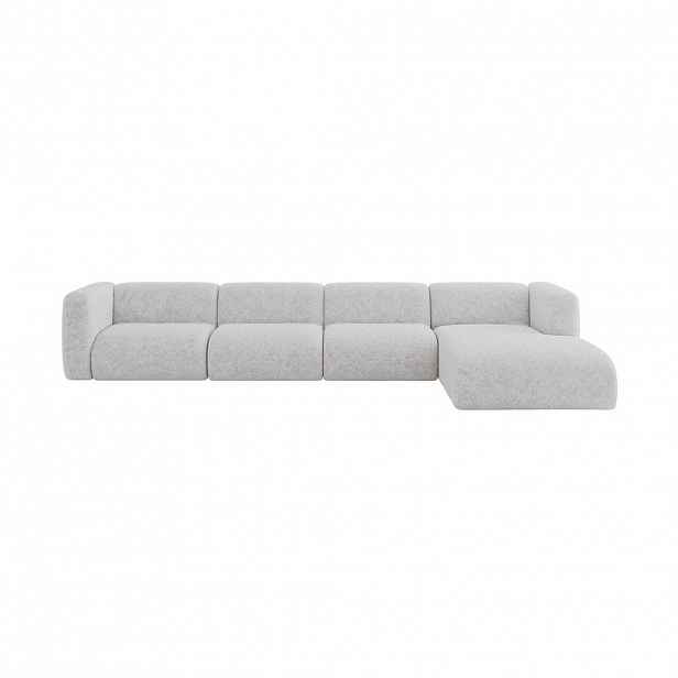 ALTDECOR ROHOVÁ SEDAČKA S PRAVOU OTOMANOU MIRA-L3 409x179x70 Šedá Velur