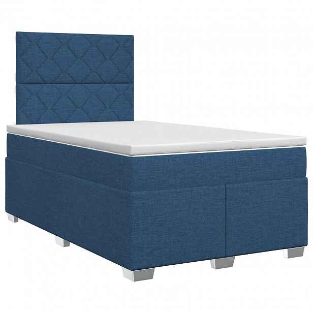 vidaXL Postel boxspring s matrací Modrá 120 x 190 cm Textil