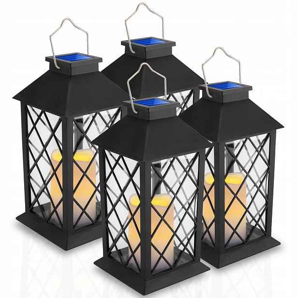 4x Solární zahradní lampa Led Lucerna Závěsná Hřbitovní Svíčka