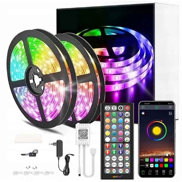 Led pásek 20m Rgb 5050 Bluetooth Dálkový Ovladač Aplikace Sada Led Smd 30led/m