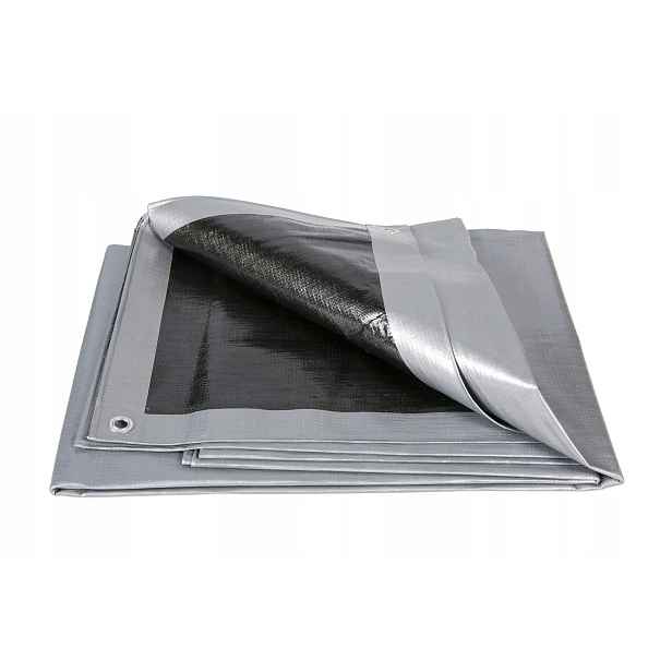 Plachta Stříbrno-černá Hrubá Vyztužená 260 g/m2 6X8 m