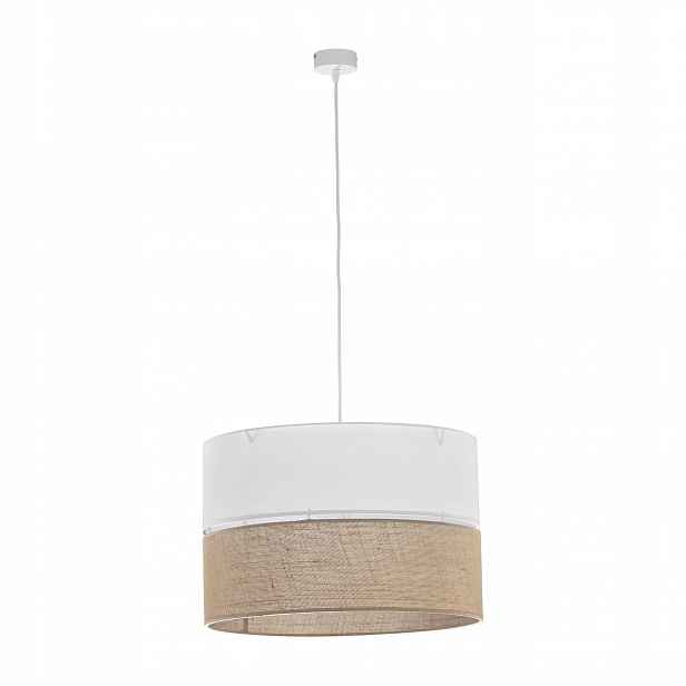 Závěsná lampa Linobianco Bílá Hnědá Boho Abažur 1xE27 50 cm Moderní