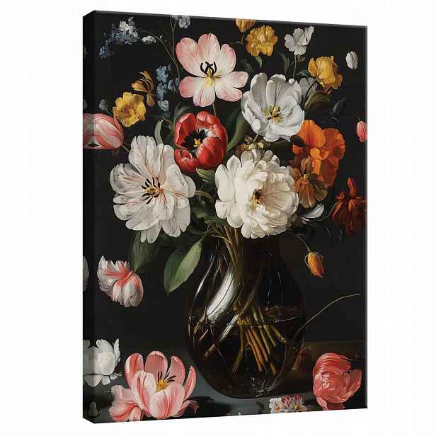 Wallarena OBRAZ na plátně s květinami do černé ložnice moderní 100x70