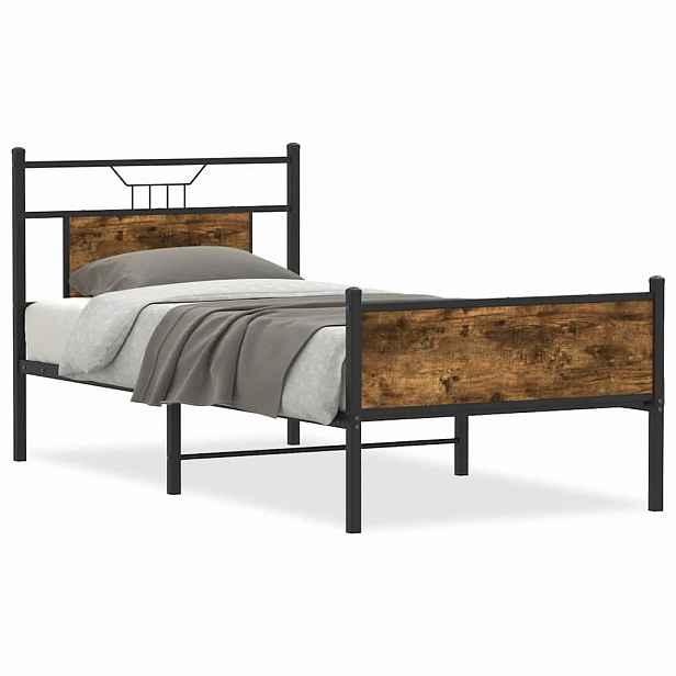 vidaXL Rám postele bez matrace kouřový dub 90x200 cm kompozitní dřevo