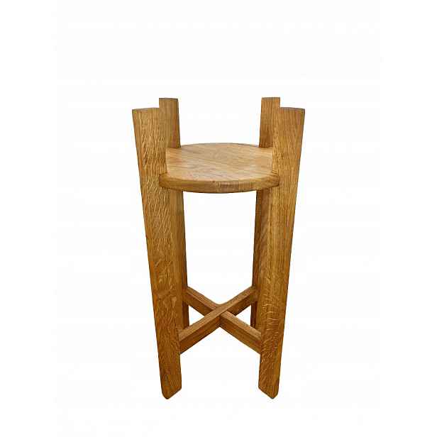 Držák Na Květináč Dřevěný dub stojící 60 cm Masivní dřevo Stojan na květiny