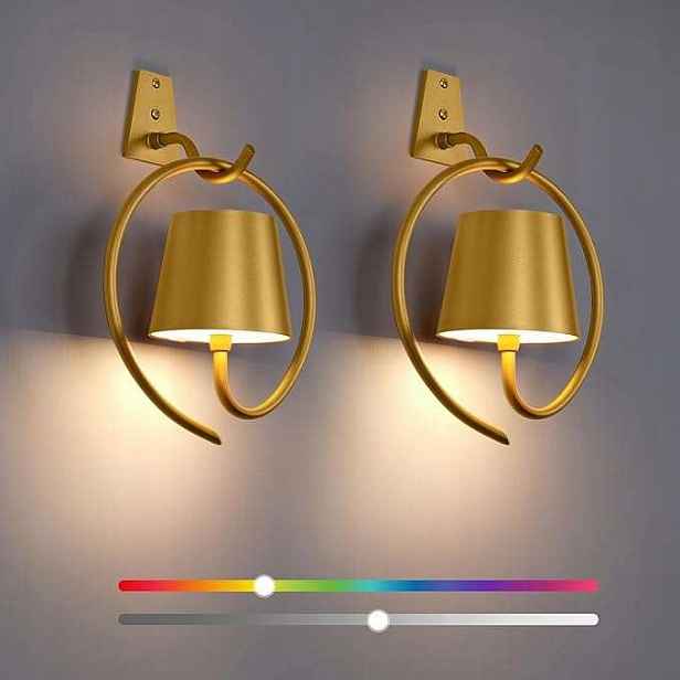 Nástěnná Led svítidla Rgb bez napájení Sada 2ks zlatá barva