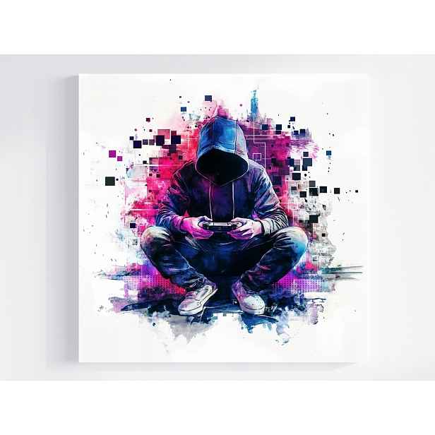 Obraz Na Plátně Canvas Portrét Gamer Hráč Konzola Gaming Cyberpunk 50x50