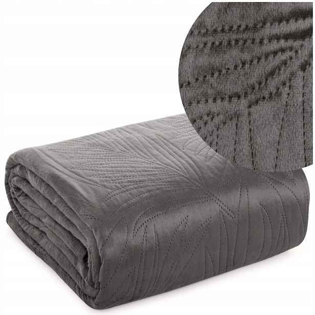 Přehoz na postel pohovka 170x210 Prošívaná Velvet Luiz4 Grafitová
