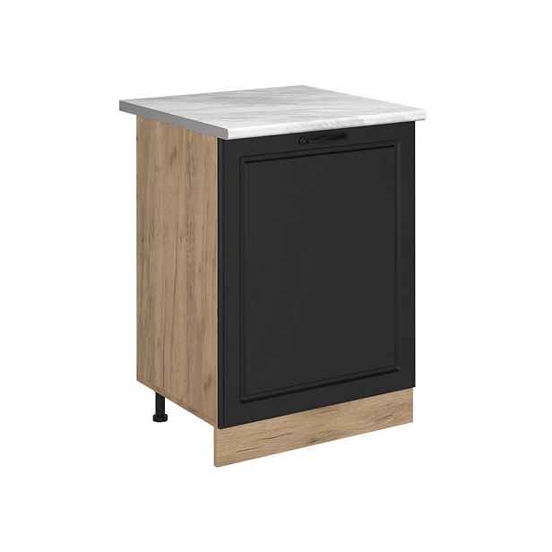 Vicco SPODNÍ SKŘÍŇKA KUCHYŇSKÉ LINKY R-Line, Antracitový venkovský dům/Zlatý mocný dub, 60 cm s 1 dveřmi pracovná doska Mramor
