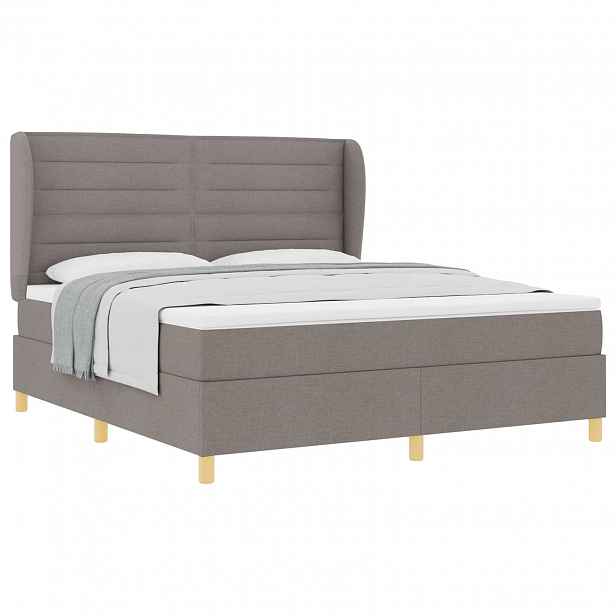 vidaXL Postel s boxspringem s čelo Taupe 200 x 180 cm textil