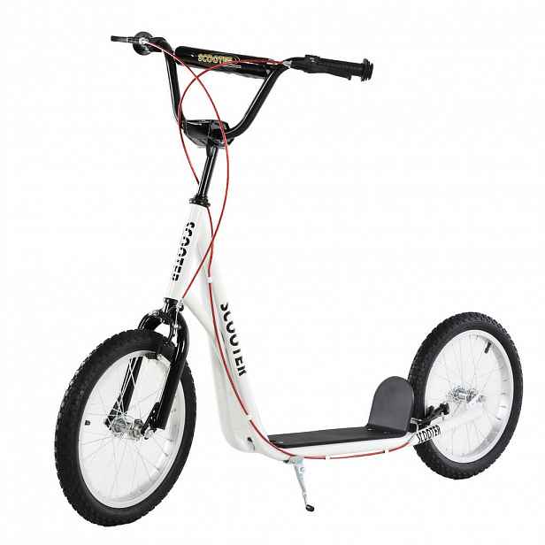 HOMCOM KOLOBĚŽKA Scooter Cityroller Dětská koloběžka s pneumatikami Nastavitelná Hliník Bílá