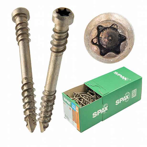 Spax Terasové vruty nerezové 5x40 mm 200ks Staré zlato