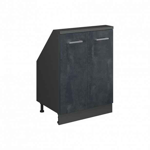 Vicco KUCHYŇSKÁ SKŘÍŇKA POD ŠIKMOU STŘECHU R-Line Černý beton 60 cm se 2 dvířky