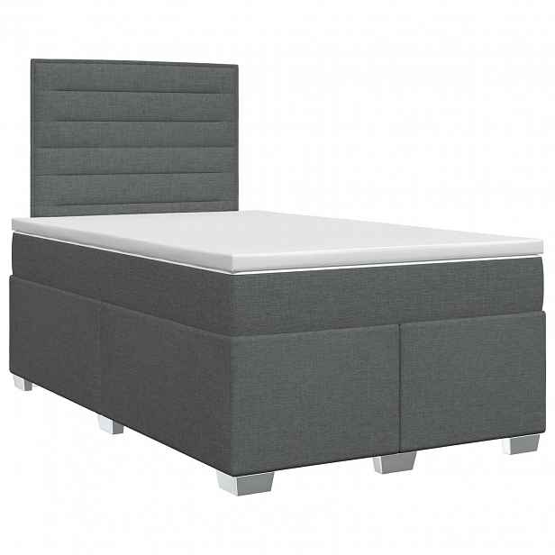 vidaXL Postel boxspring s matrací Tmavě šedá 120 x 200 cm Textil