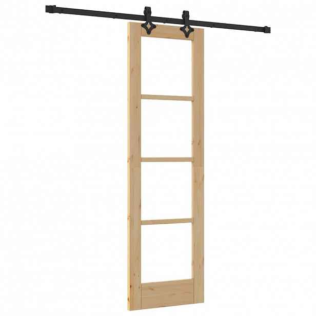 vidaXL Posuvné dveře ORKDAL 61 x 198,5 cm Masivní borové dřevo a sklo