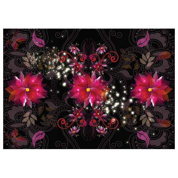 Fototapeta Maliny Květiny Černý Ornament 368x254 Stylová Elegance lepidlo