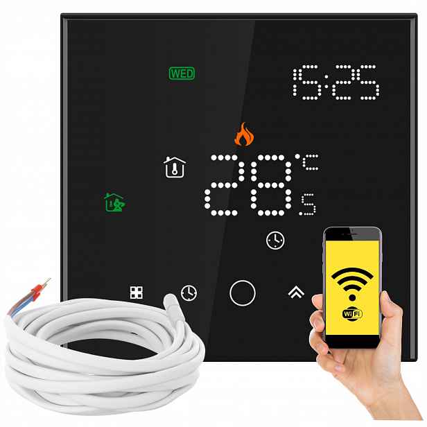 Pokojový regulátor teploty Mission Air Leo Black WiFi senzor