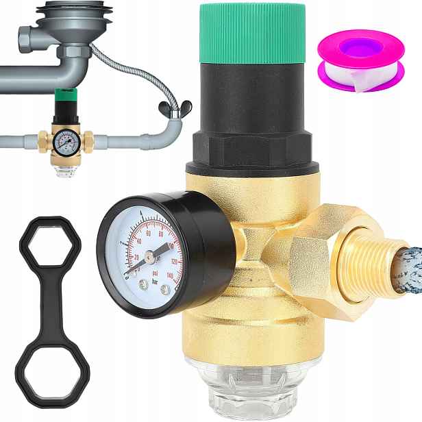 Reduktor Tlaku Vody G3/4 255 MM Manometr Filtr Životnost Kov Mosaz