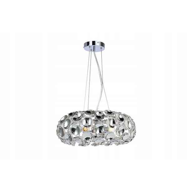 Závěsná Led lampa chromová dekorativní kulatá 45 cm do obývacího pokoje jídelny Reality
