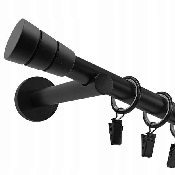 Jednoduchá Garnýž Kovový 19 MM Černý Mat 280 CM Válec Basic